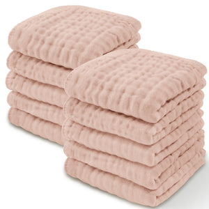 Muslin Cotton Baby Washcloths - Blush