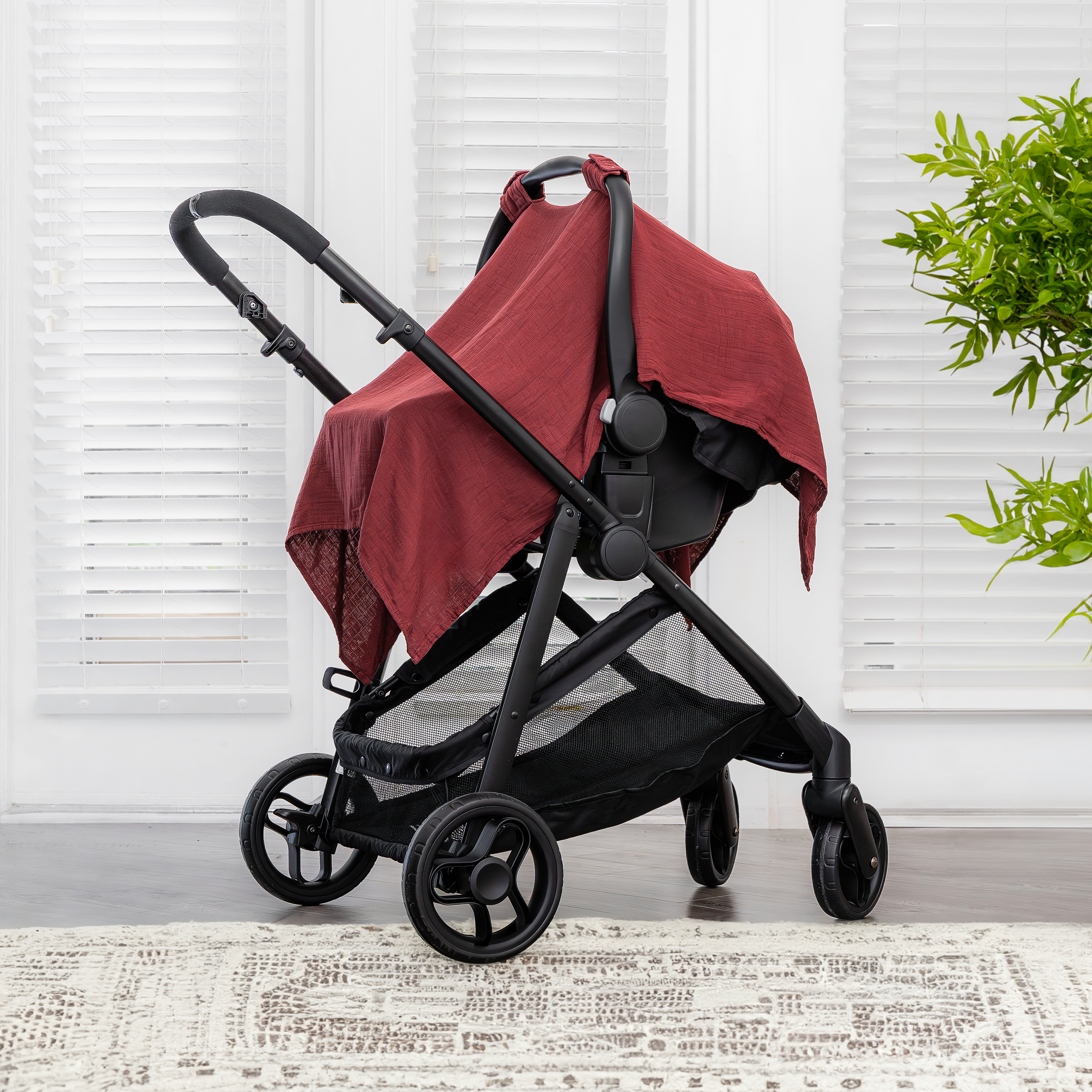 car seat and stroller cover Baby Car Seat Cover in Wine – Comfy Cubs
