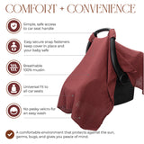 Muslin Cotton Baby Car Seat Cover by Comfy Cubs - Wine