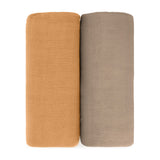 Muslin Swaddle Blanket, 2 Pack by Comfy Cubs - Cedar & Caramel