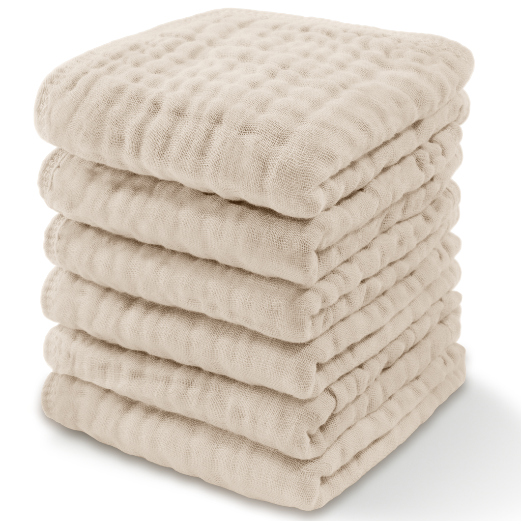 Muslin Cotton Baby Washcloths - Sand