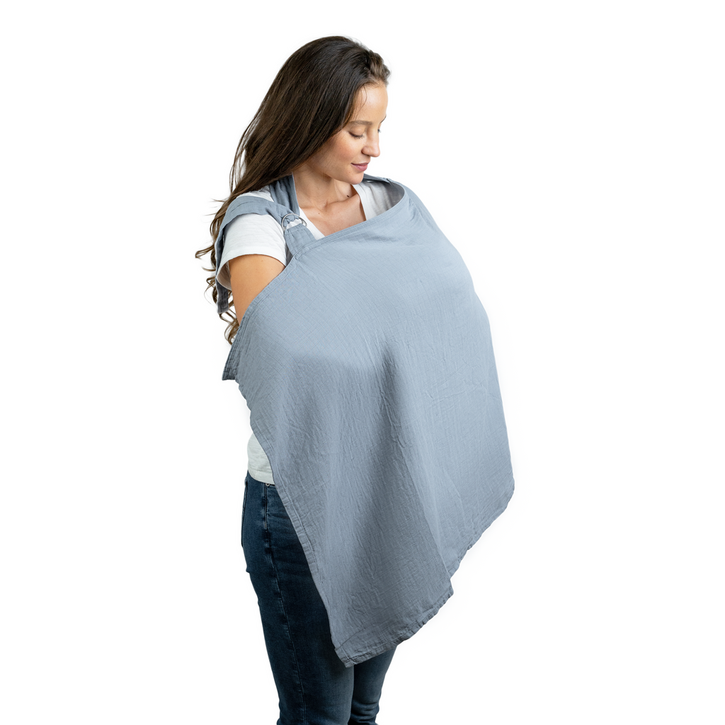 Muslin Nursing Cover - Pacific Blue – Comfy Cubs