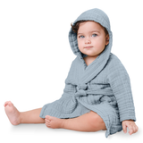 Muslin Bath Robe for Kids, Pacific Blue by Comfy Cubs