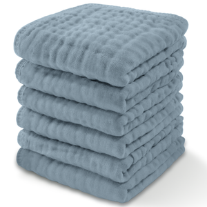 Muslin Cotton Baby Washcloths - Pacific Blue