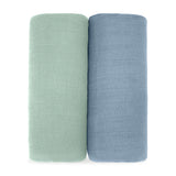Muslin Swaddle Blanket, 2 Pack - Pacific Blue and Fern