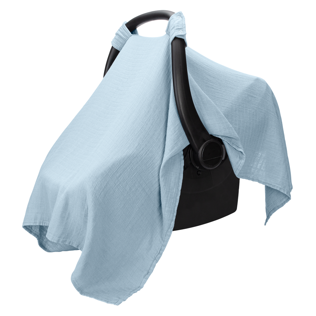 Muslin Cotton Baby Car Seat Cover by Comfy Cubs - Sky Blue