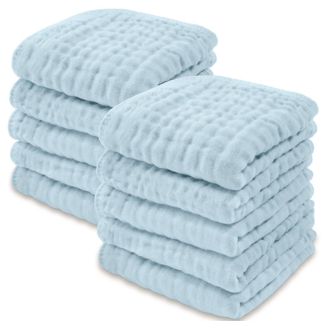 Muslin Cotton Baby Washcloths - Sky Blue