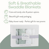 Muslin Swaddle Blankets, 4 Pack by Comfy Cubs - Green