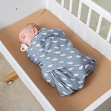 Muslin Swaddle Blanket, 1 Pack by Comfy Cubs - Blue Raindrops