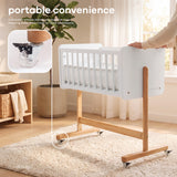 Wooden Bedside Bassinet Sleeper in White