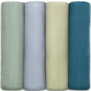 Baby Muslin Swaddle Blankets 4 Pack - Sage, Pacific Blue, Fern, Neptune