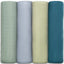 Baby Muslin Swaddle Blankets 4 Pack - Sage, Pacific Blue, Fern, Neptune
