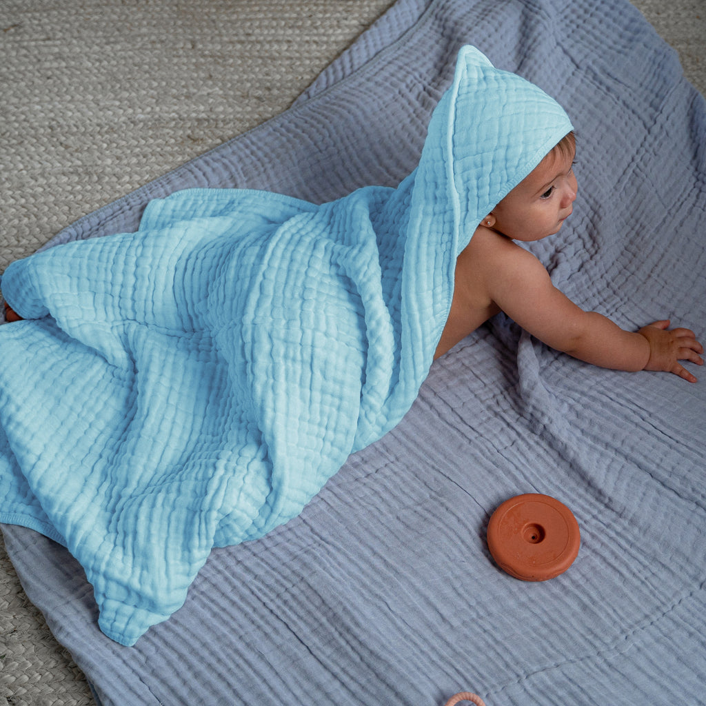 Comfy Cubs 2 Pack Baby Hooded 9 Layer Muslin Cotton Towel for Kids, Large  32” x 32”, Ultra Soft, Warm, and Absorbent. Baby Essentials Bath Towels