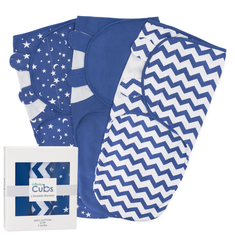 Baby Swaddle Blankets 3 Pack - Dark Blue