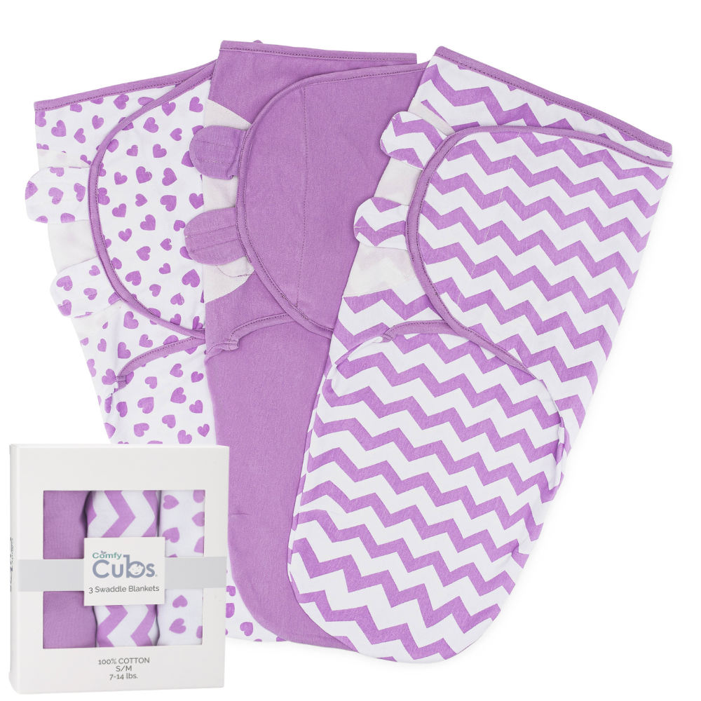 Baby Swaddle Blankets 3 Pack - Purple – Comfy Cubs