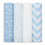 Baby Muslin Swaddle Blankets, 4 Pack - Blue